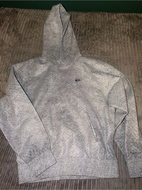 Nike Light Gray Speckled Pullover Hoodie with Black Swoosh